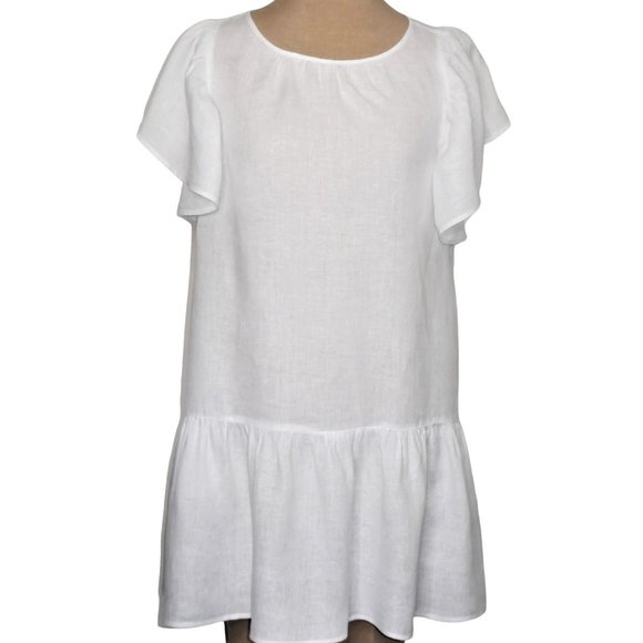 Velvet By G raham & Spencer Kassidy Woven Drop Waist White Linen Dress  Size S - Picture 1 of 12